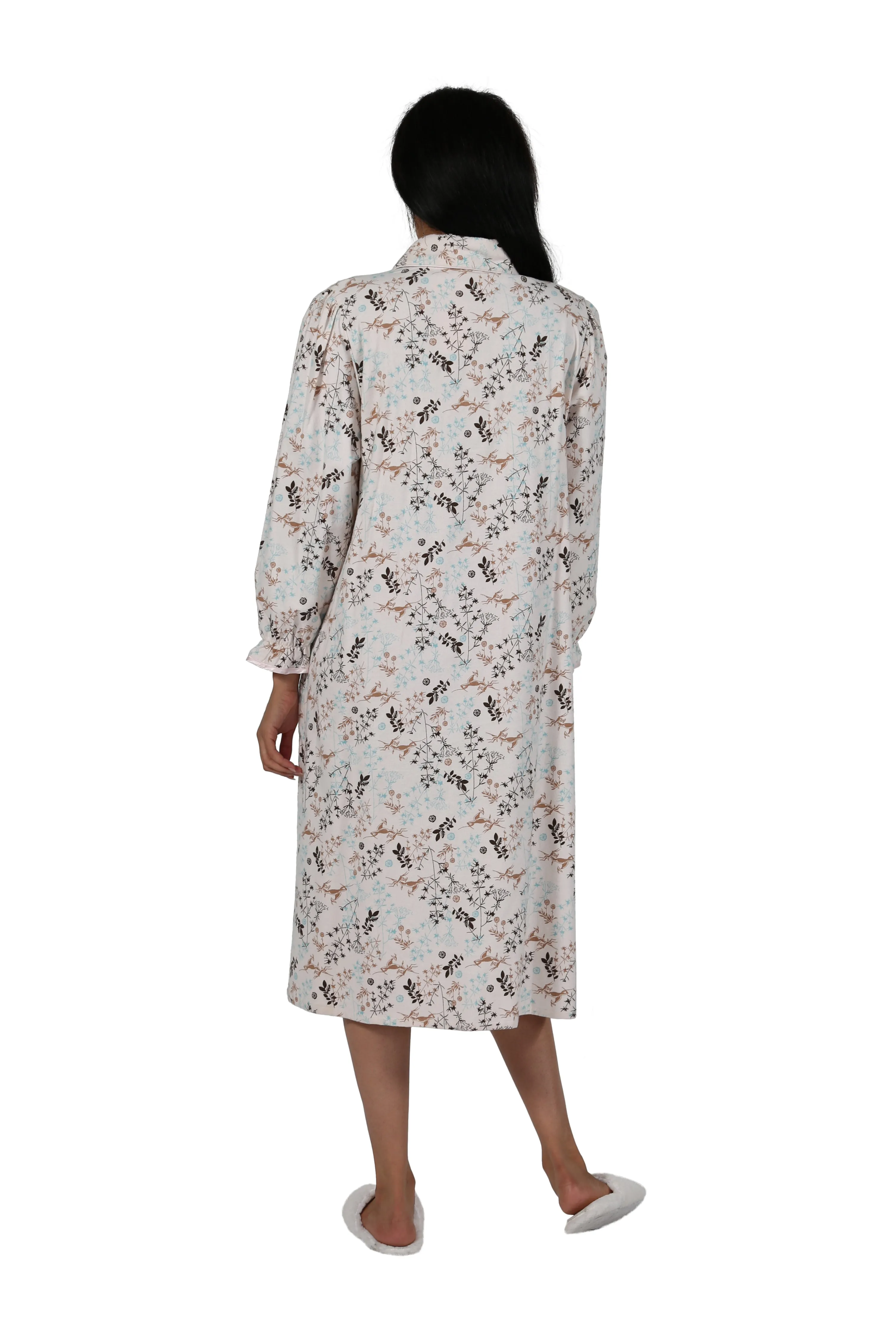 100% Cotton Flannel Snap Front House Dress