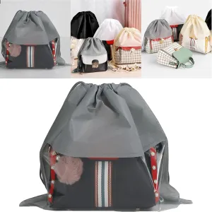 15 Packs Dust Bags for Gray Handbags, Clear Gray Handbag and Purse Storage Organizer, 14"x14" / 35x35 cm Non-Woven Drawstring Cover with Window
