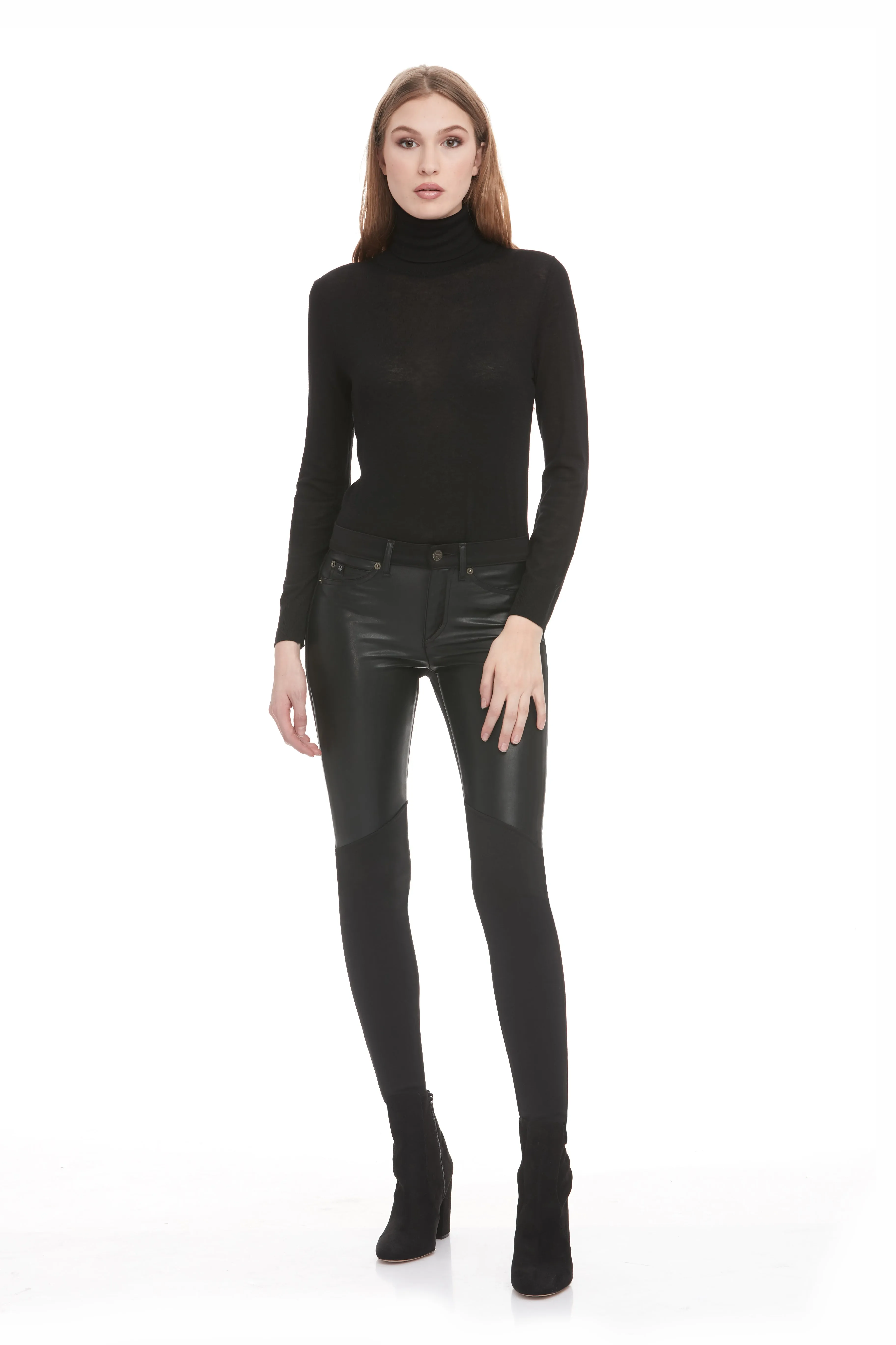 1716BK (Black faux vegan leather jeans only)
