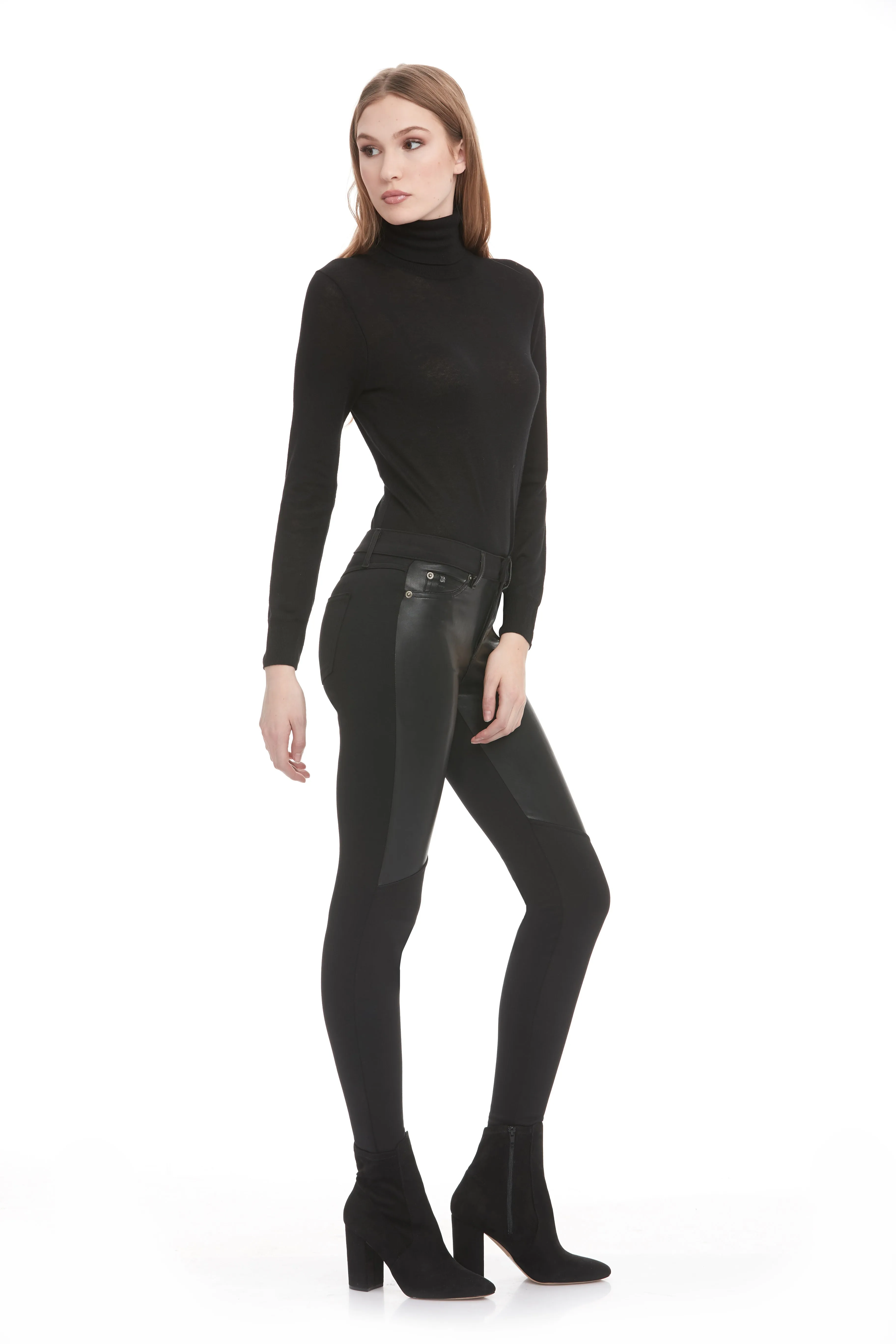 1716BK (Black faux vegan leather jeans only)