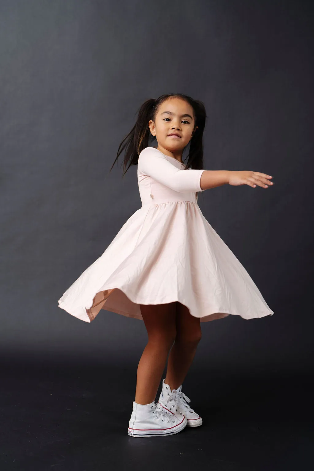 3/4 sleeve swing dress - taffy