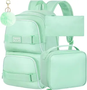 3Pcs Backpack for Girls Boys, 17 Inches Women Men School Bookbag Set for Teens College, Laptop Backpacks with Lunch Box