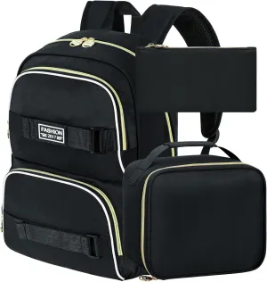 3Pcs Backpack for Girls Boys, 17 Inches Women Men School Bookbag Set for Teens College, Laptop Backpacks with Lunch Box