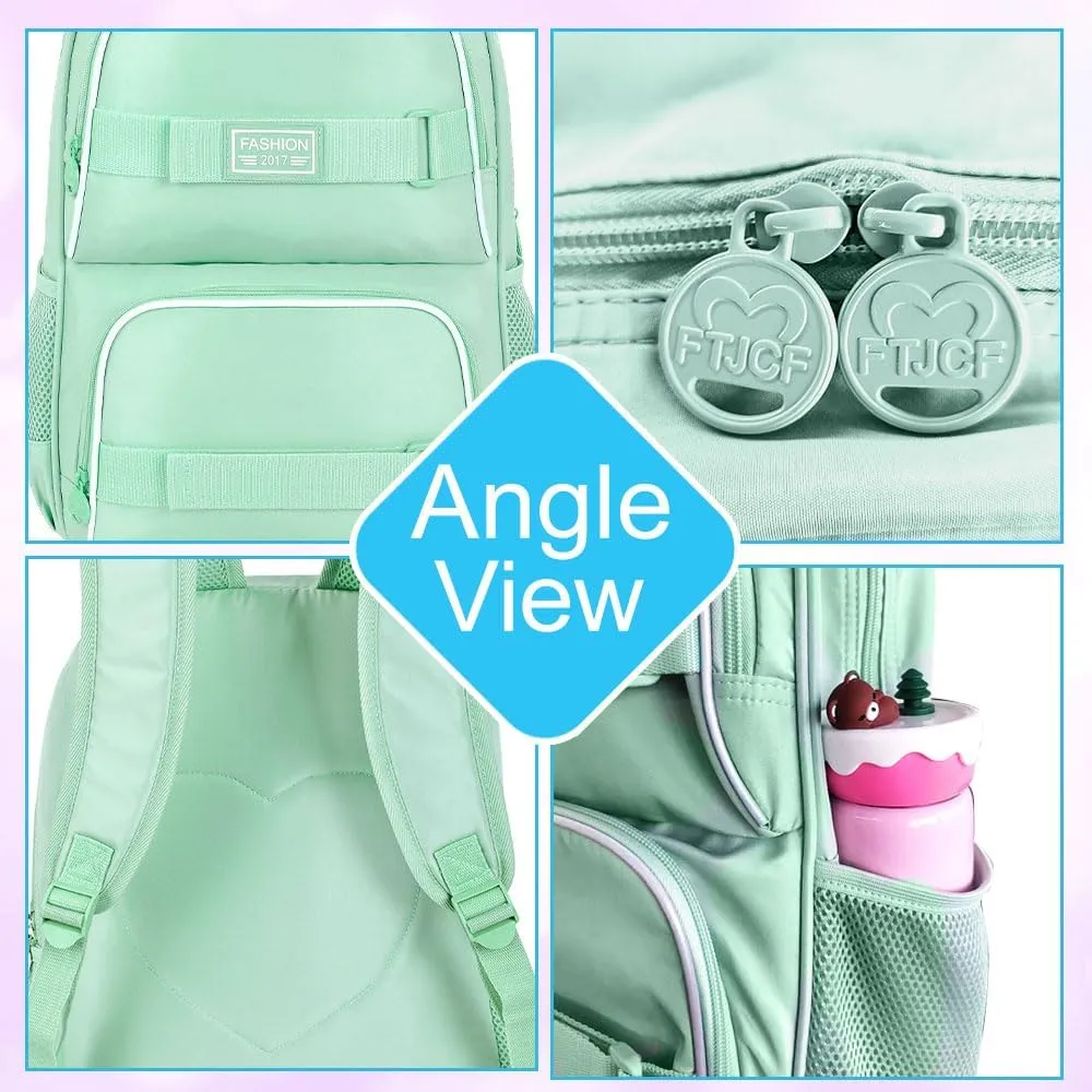 3Pcs Backpack for Girls Boys, 17 Inches Women Men School Bookbag Set for Teens College, Laptop Backpacks with Lunch Box