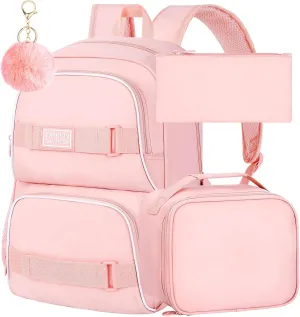 3Pcs Backpack for Girls Boys, 17 Inches Women Men School Bookbag Set for Teens College, Laptop Backpacks with Lunch Box