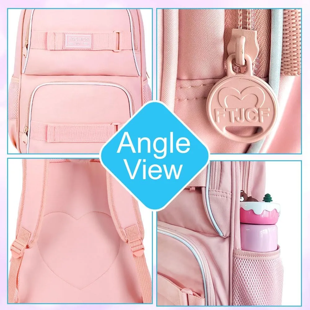 3Pcs Backpack for Girls Boys, 17 Inches Women Men School Bookbag Set for Teens College, Laptop Backpacks with Lunch Box