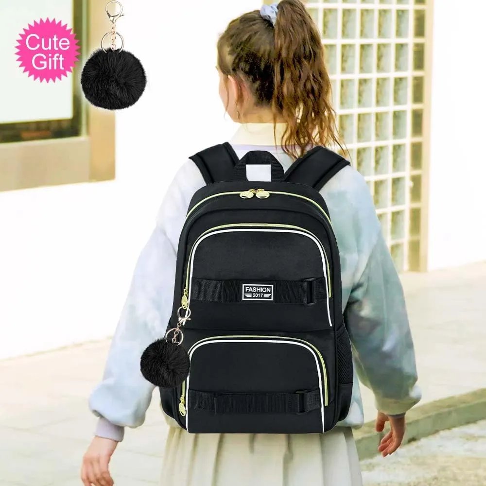 3Pcs Backpack for Girls Boys, 17 Inches Women Men School Bookbag Set for Teens College, Laptop Backpacks with Lunch Box