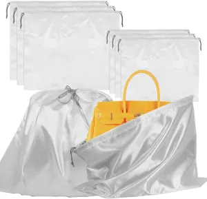 6 Pack Dust Bags for Large Handbags Dust Cover Storage Bags Silk Dustproof Drawstring Storage Bag Travel Storage Pouch 2 Size(15.7x19.7 || 19.7x23.6Inch)