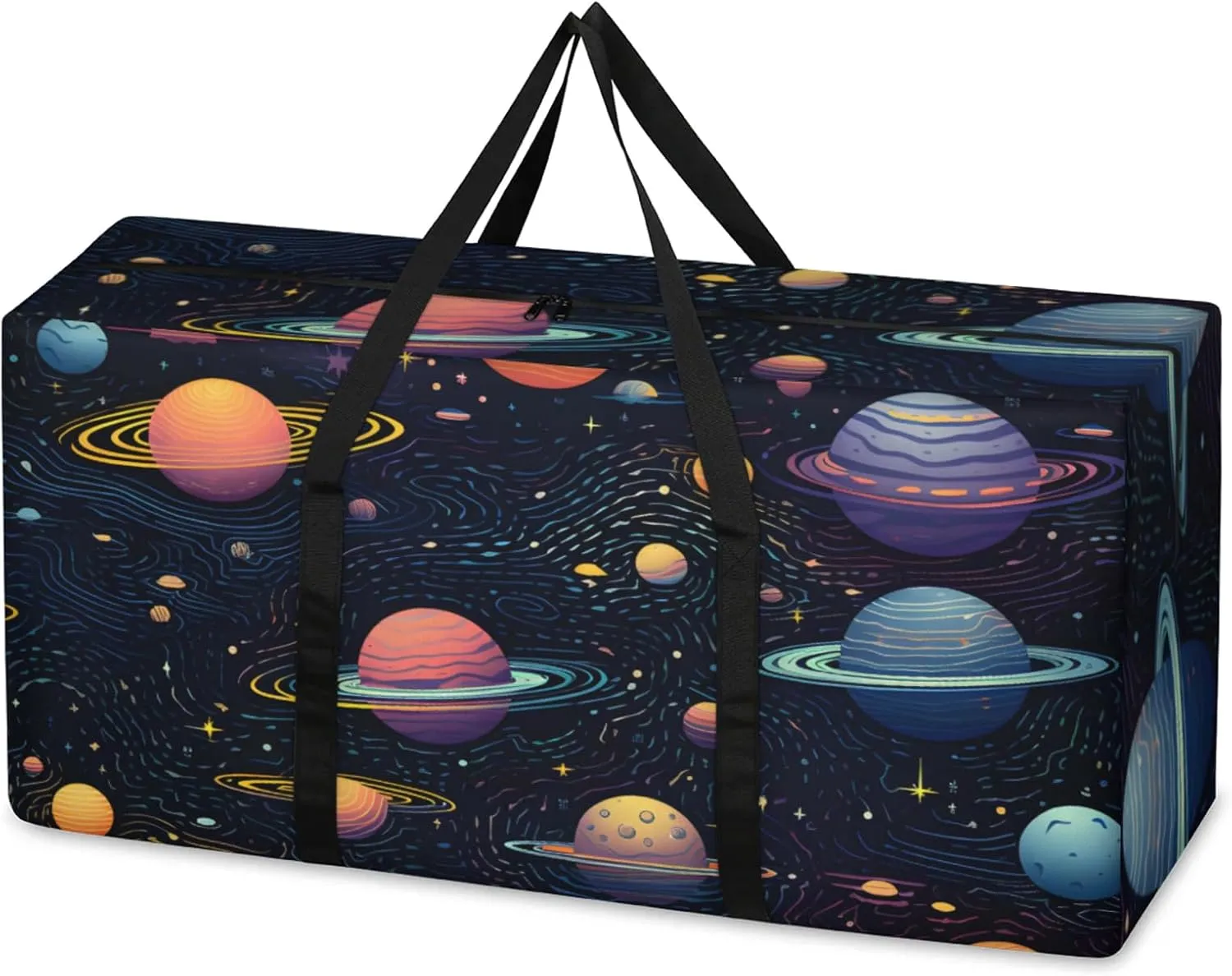 Abstract Galaxy Extra Large Moving Bags Heavy Duty Storage Bags Universe Galaxy Cloth Wrap Around Handles Double Zipper Reusable Convenient Foldable Storage Tote for Travel Camping Space Save