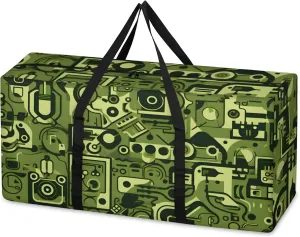 Abstract Geometry Extra Large Moving Bags Heavy Duty Storage Bags Cloth Wrap Around Handles Double Zipper Reusable Convenient Foldable Storage Tote for Travel Camping Space Save