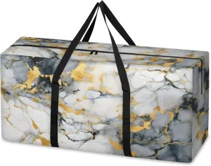 Abstract Marble Extra Large Moving Bags Heavy Duty Storage Bags Gothic Marble Cloth Wrap Around Handles Double Zipper Reusable Convenient Foldable Storage Tote for Travel Camping Space Save