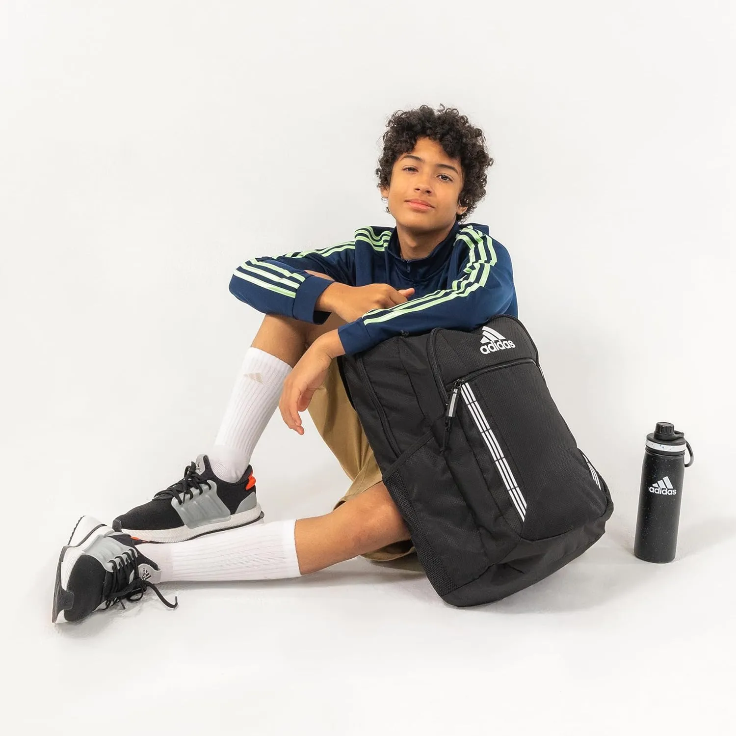 adidas Excel Backpack, Durable Large Athletic Laptop Bag, Stone Grey/Team Royal Blue/Lucid Lemon Yellow, One Size