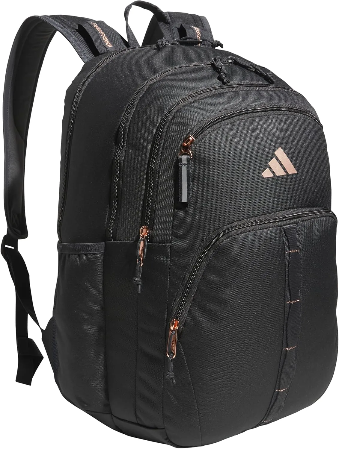 adidas Prime Backpack for Work, Travel Bag for Women and Men with Padded Compartment for Laptop, Carbon Grey/Rose Gold, One Size