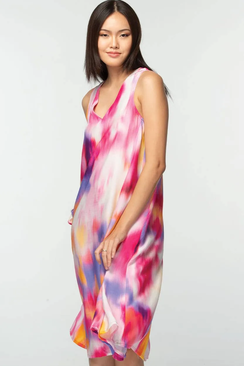 Aisha Cupro Dress: Turquoise Multi / L/XL