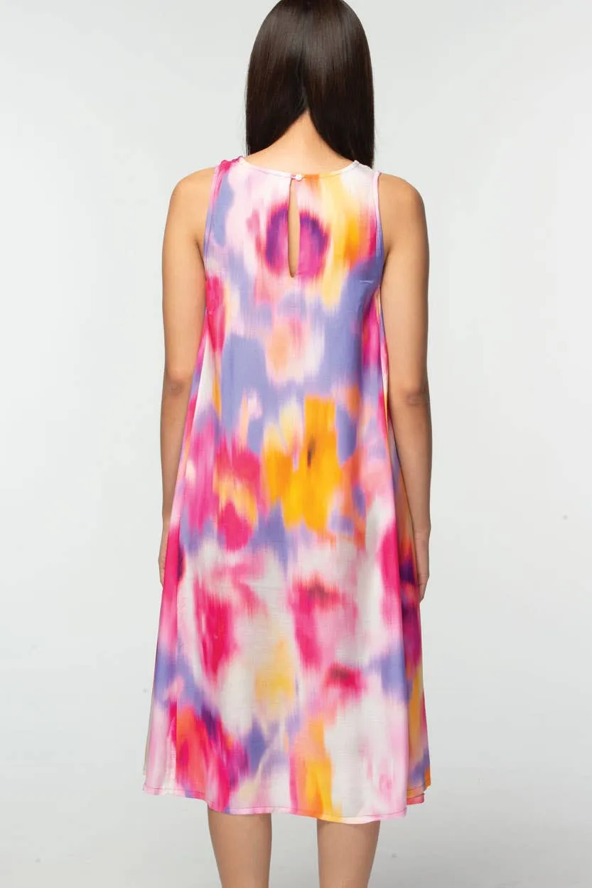 Aisha Cupro Dress: Turquoise Multi / L/XL