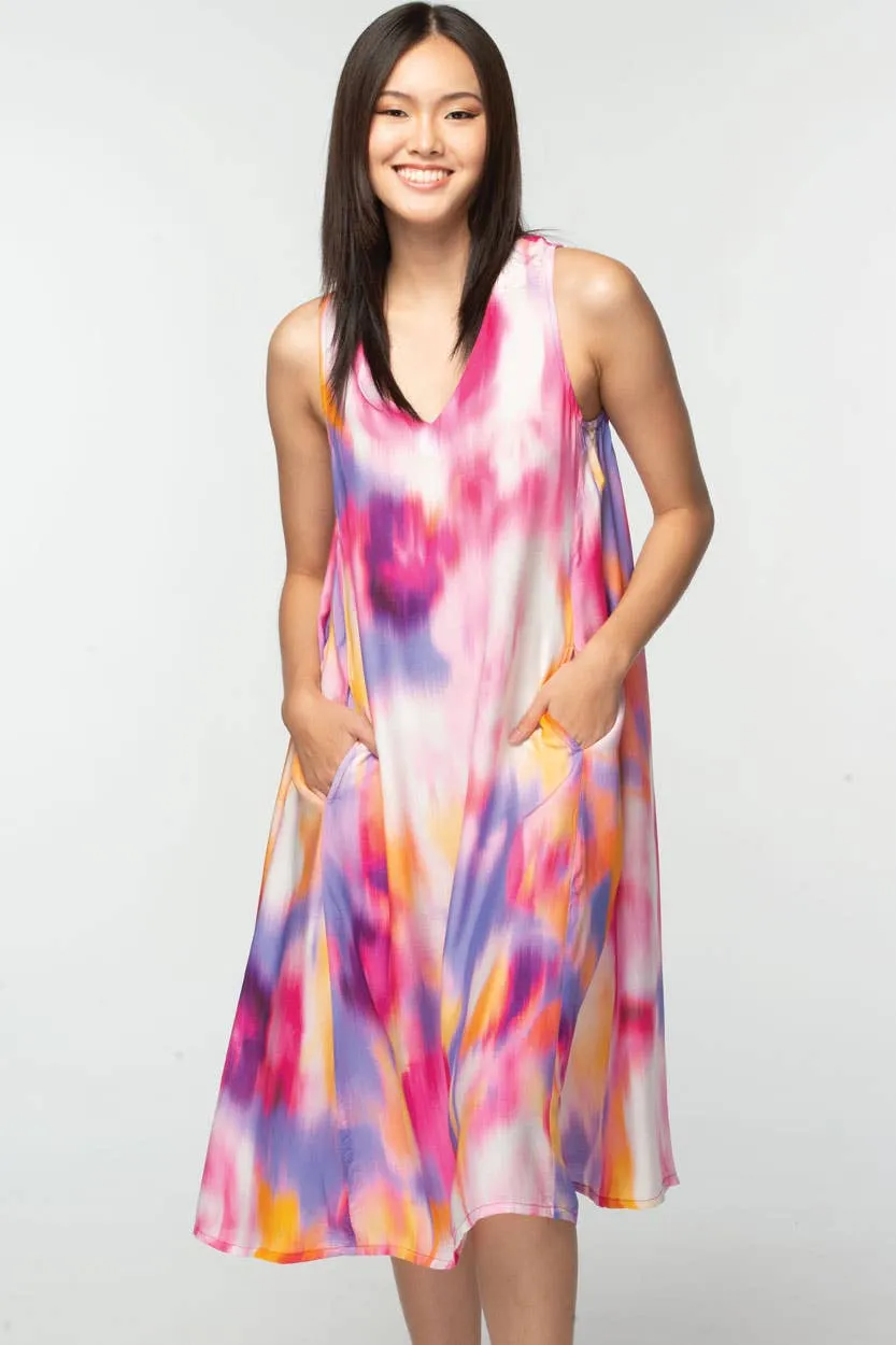 Aisha Cupro Dress: Turquoise Multi / L/XL