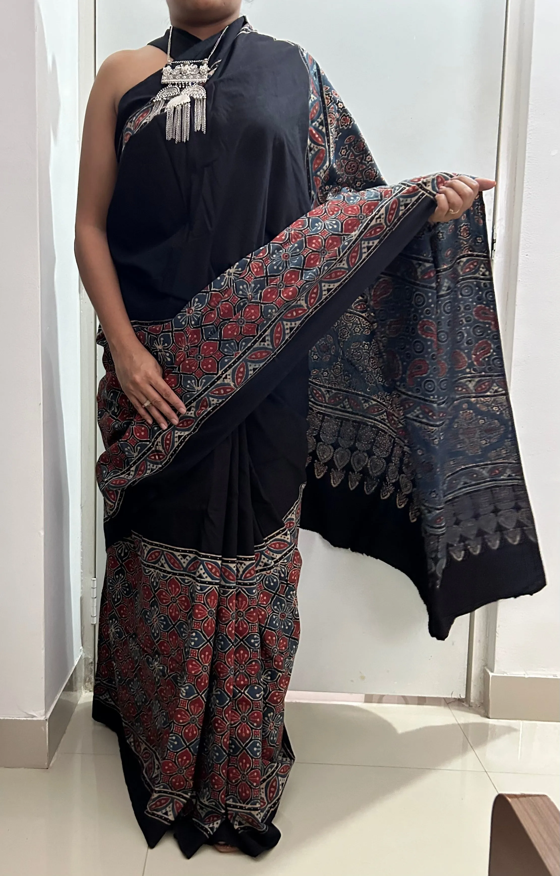 Ajrakh Cotton Saree