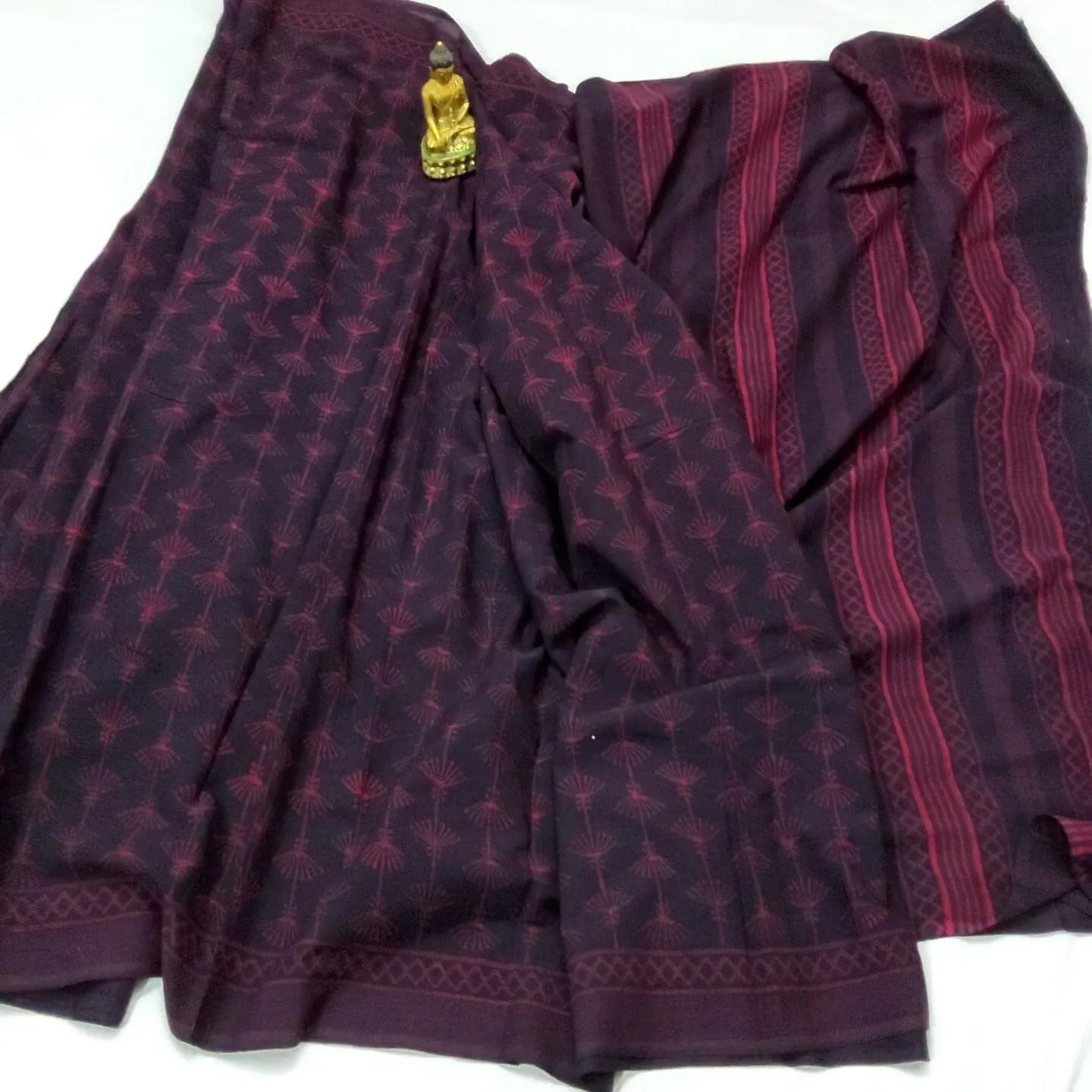 Akola Hand Block Print Mal Cotton Saree with Blouse