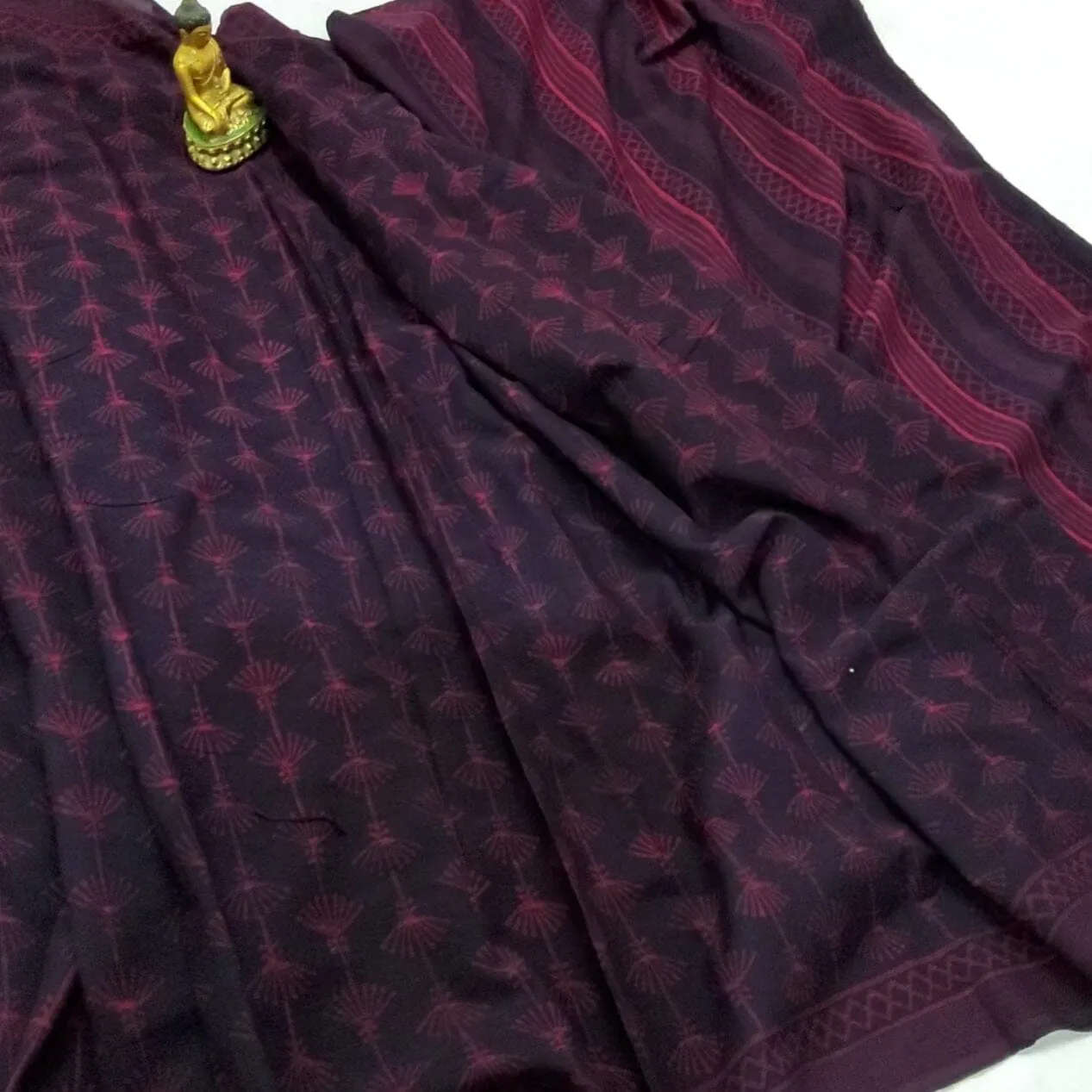 Akola Hand Block Print Mal Cotton Saree with Blouse