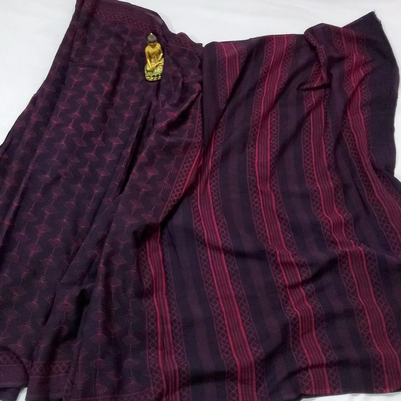 Akola Hand Block Print Mal Cotton Saree with Blouse