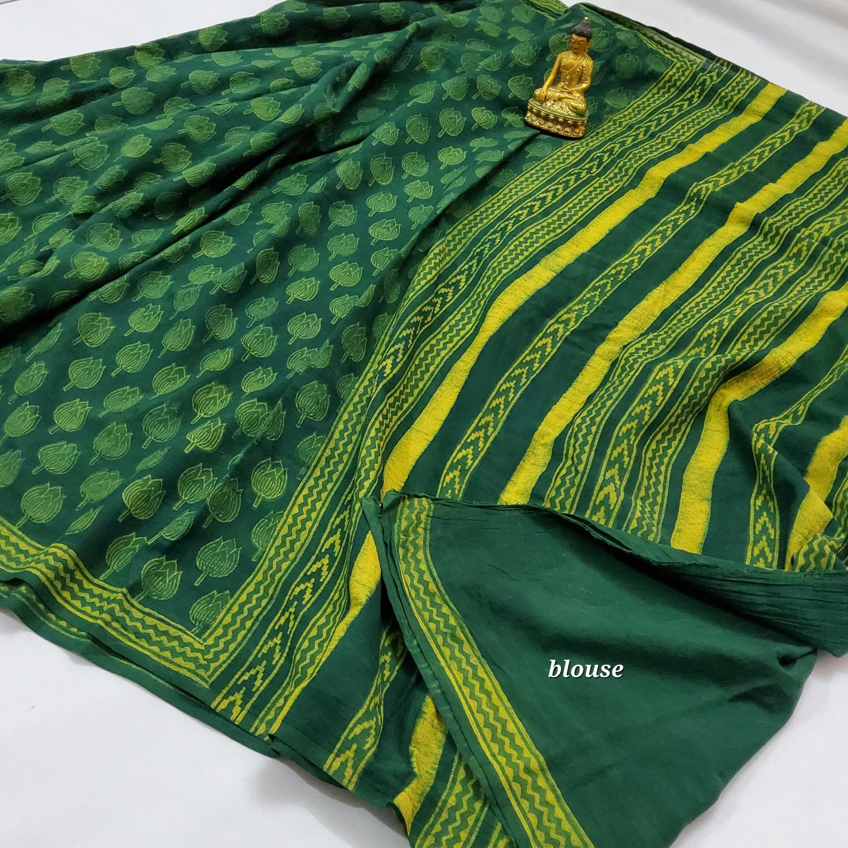 Akola Hand BlockPrint Cotton Saree with Blouse