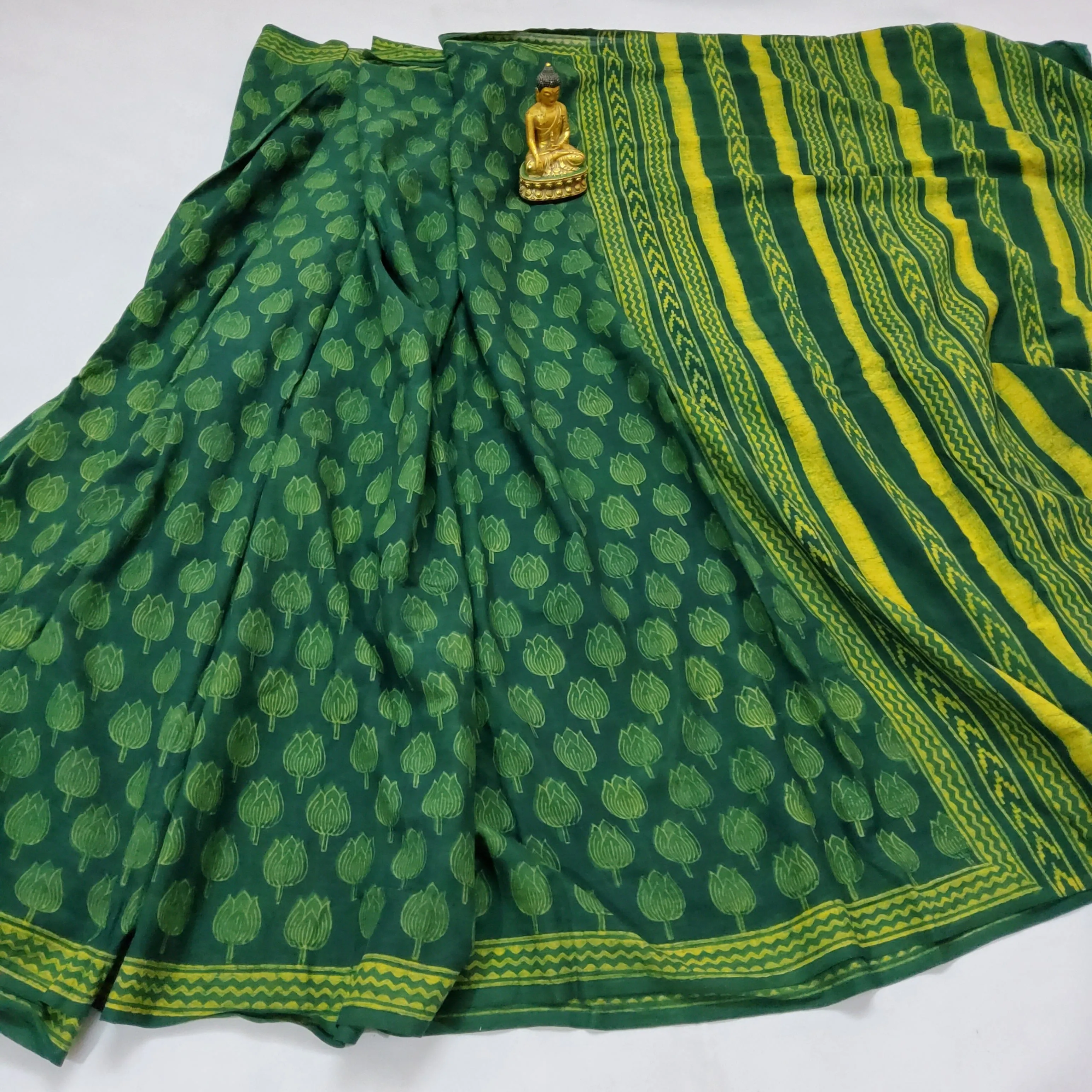 Akola Hand BlockPrint Cotton Saree with Blouse