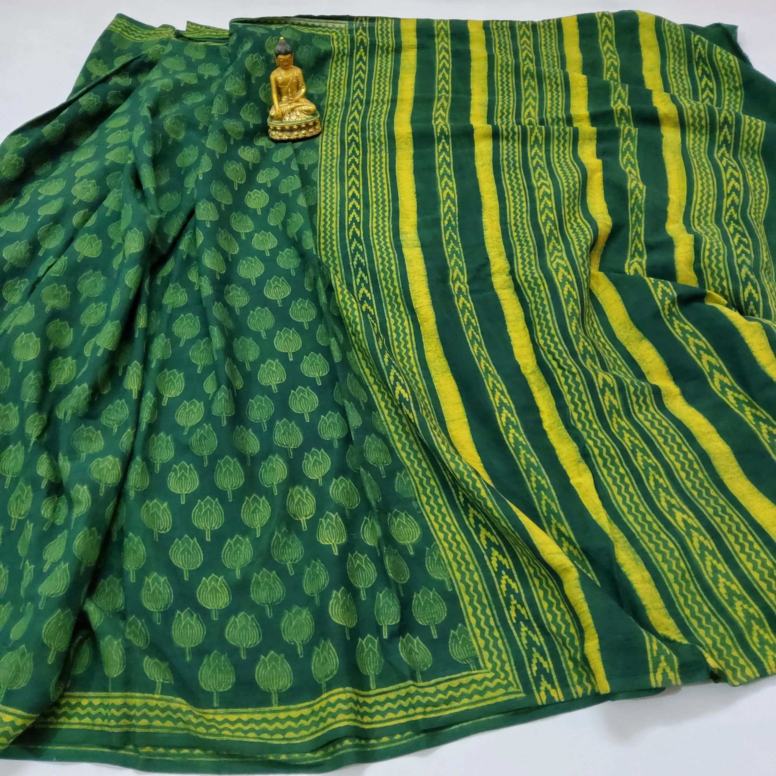 Akola Hand BlockPrint Cotton Saree with Blouse