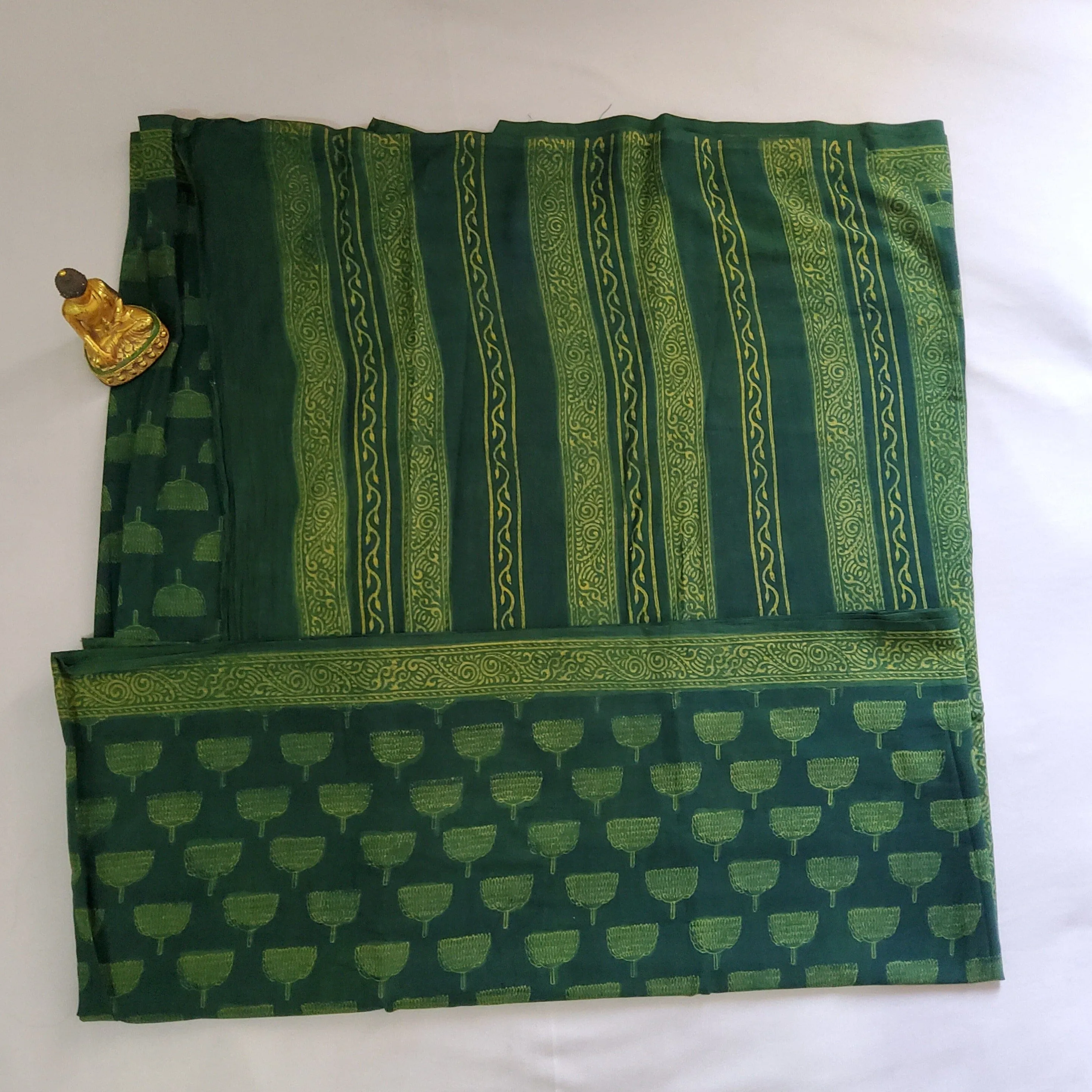 Akola Hand BlockPrint Mal Cotton Saree with Blouse