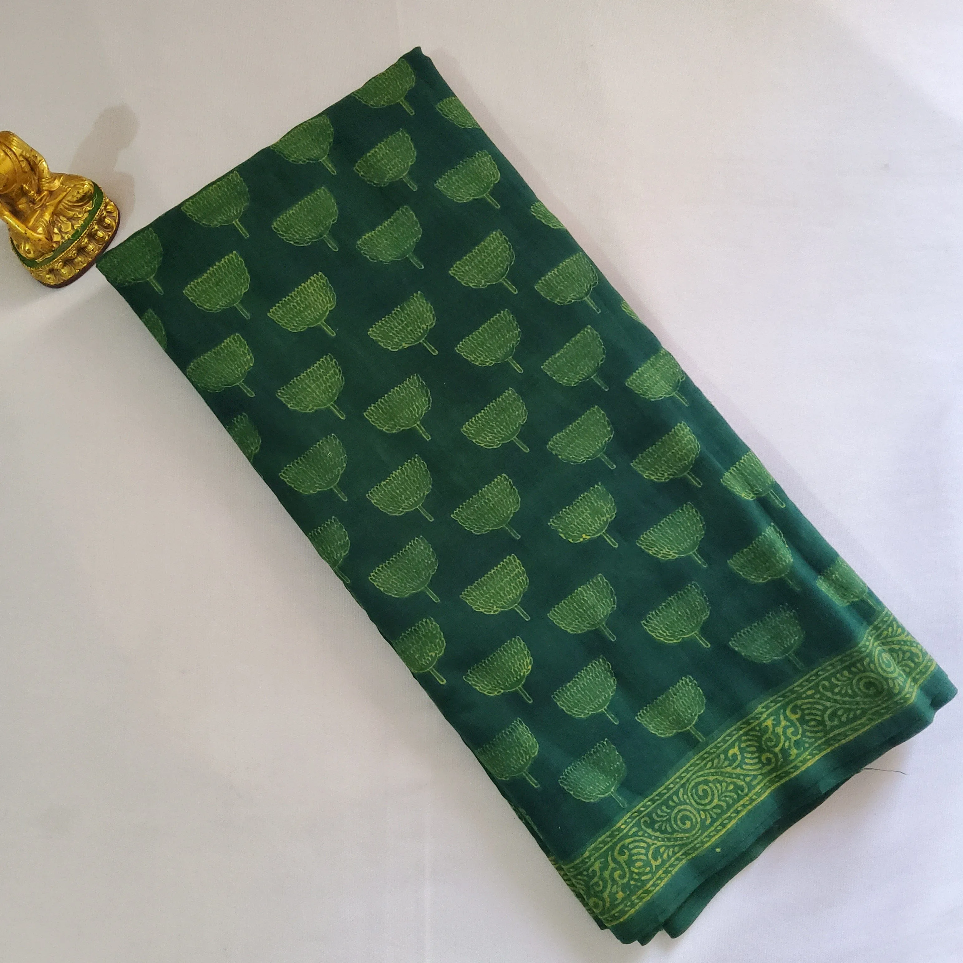Akola Hand BlockPrint Mal Cotton Saree with Blouse
