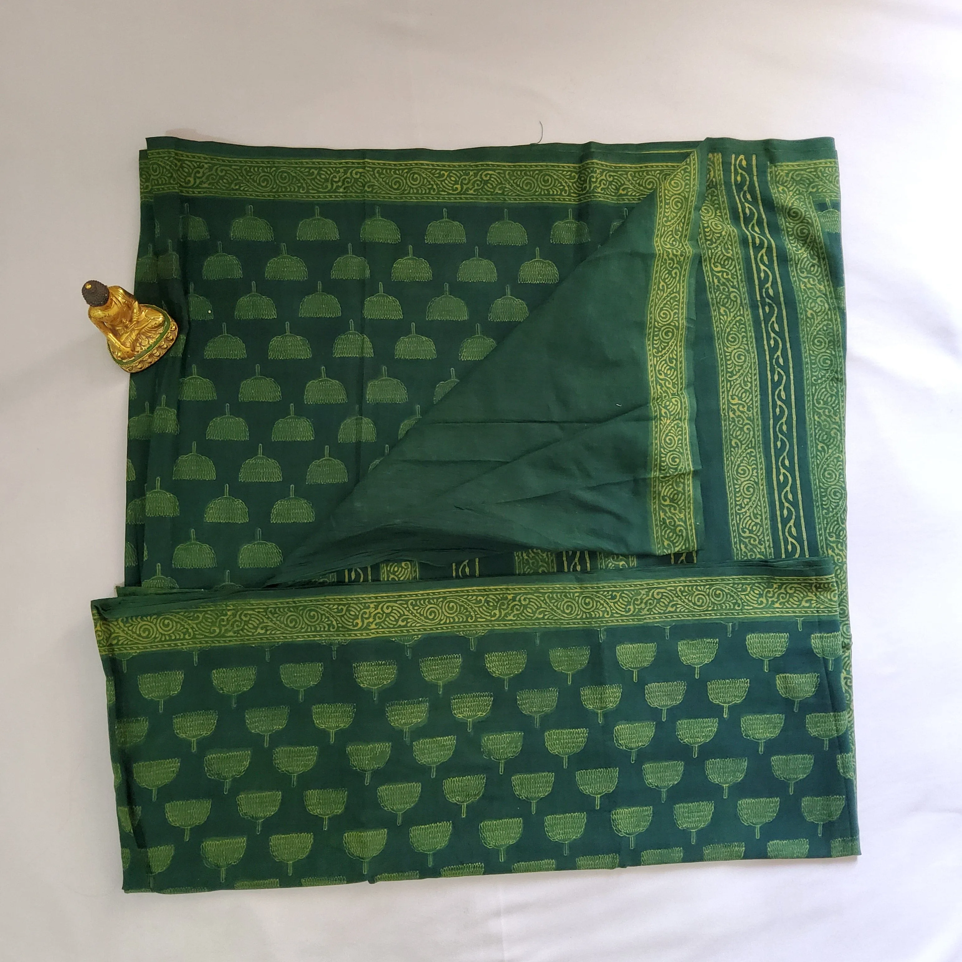 Akola Hand BlockPrint Mal Cotton Saree with Blouse