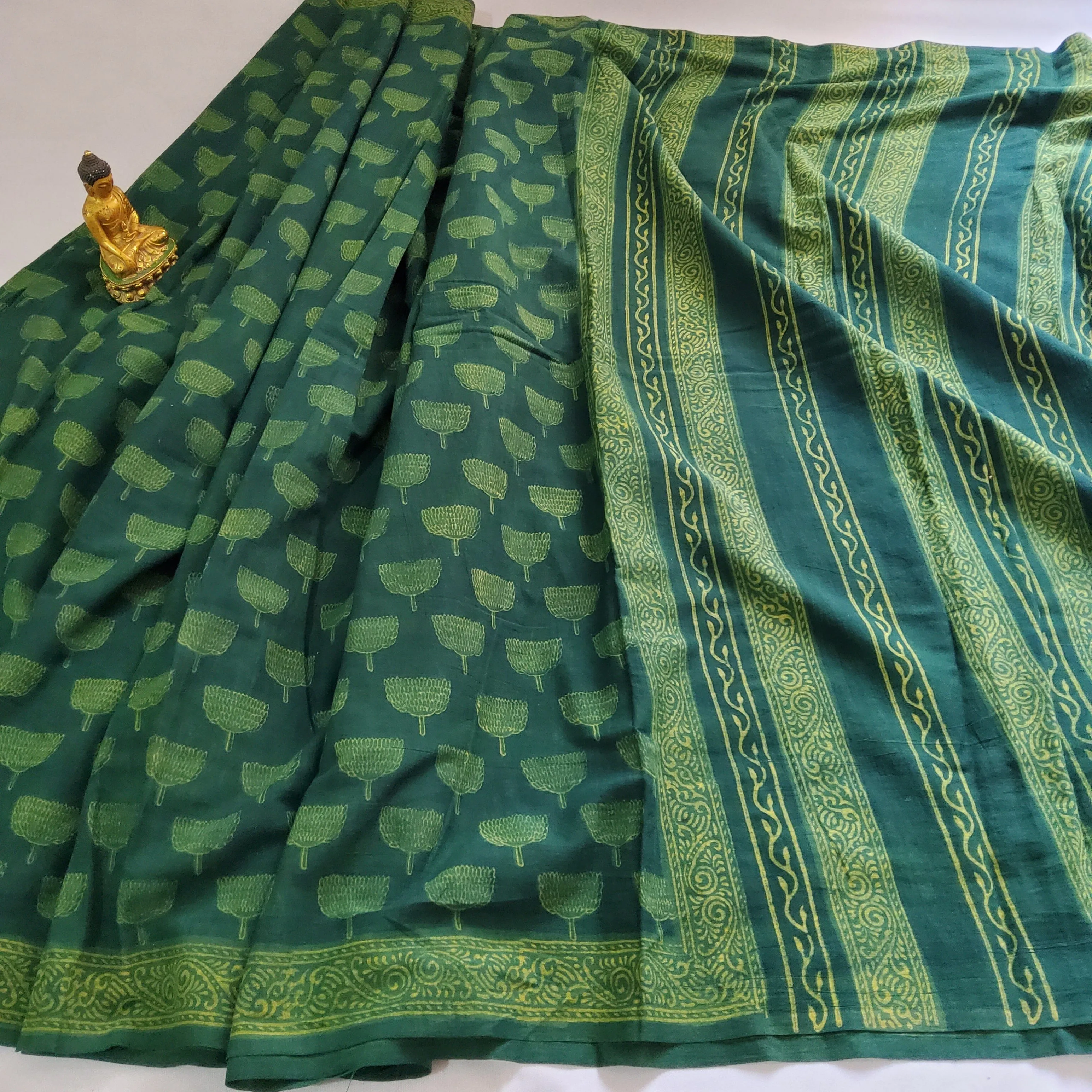 Akola Hand BlockPrint Mal Cotton Saree with Blouse