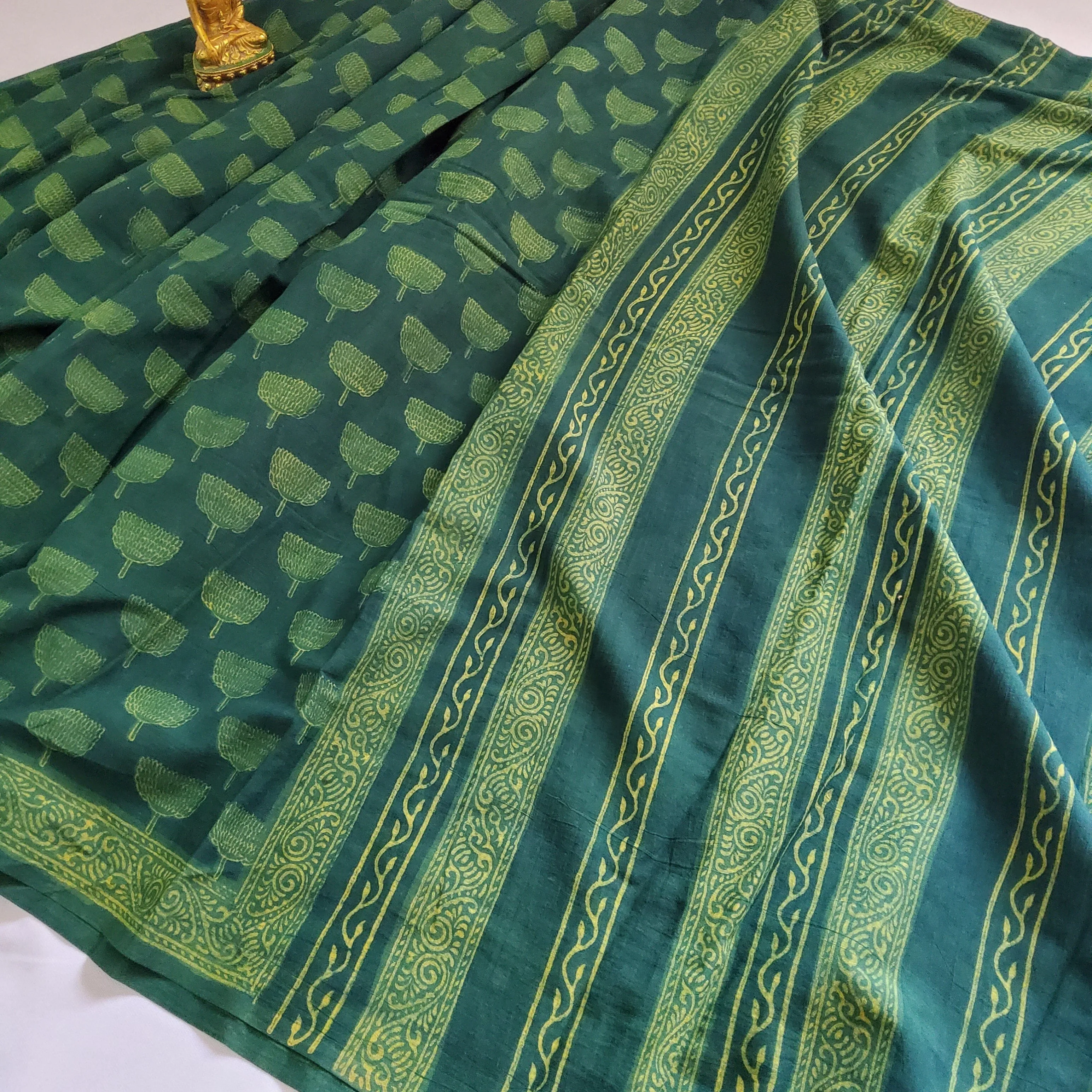 Akola Hand BlockPrint Mal Cotton Saree with Blouse