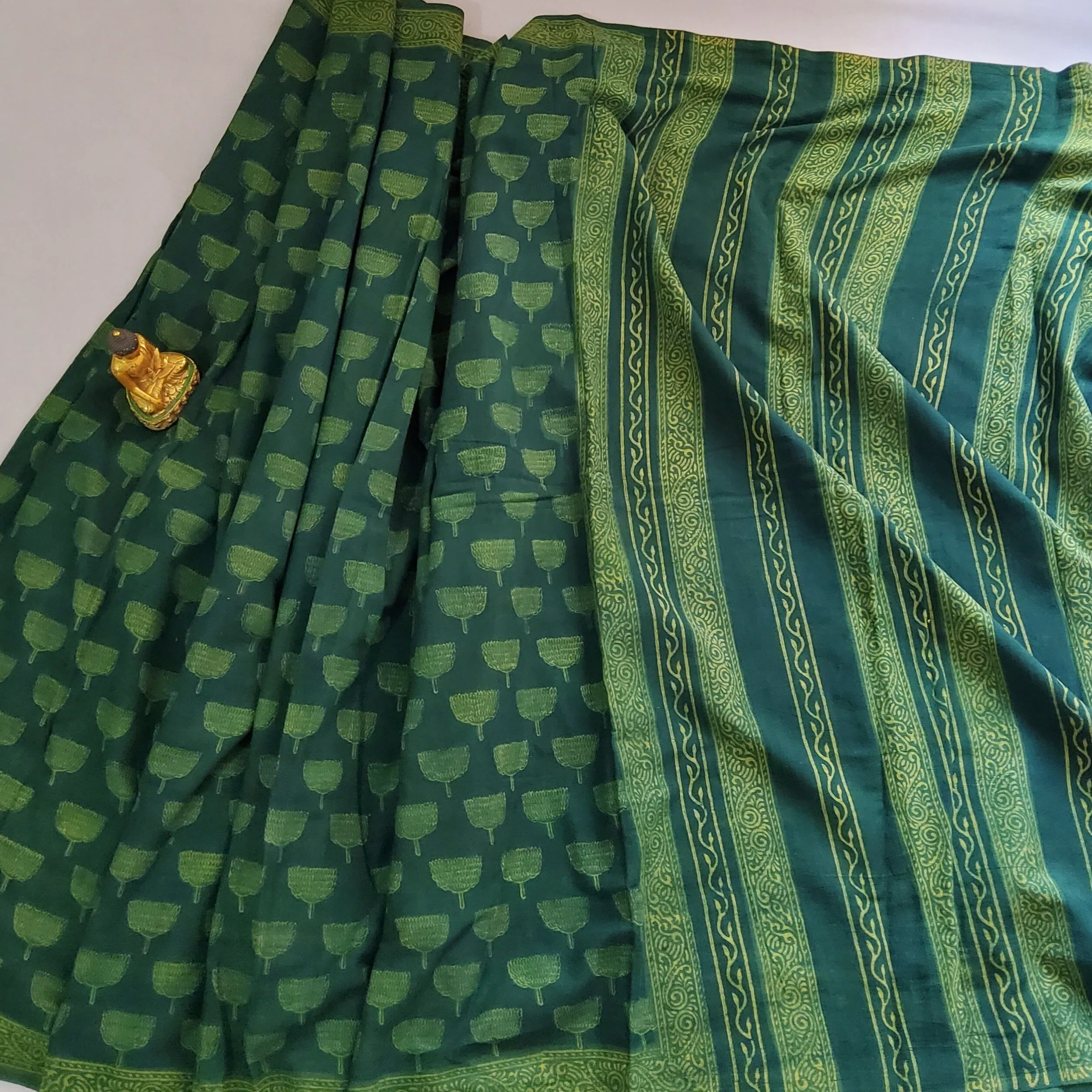 Akola Hand BlockPrint Mal Cotton Saree with Blouse