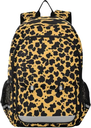 ALAZA Leopard Yellow Print Laptop Backpack Purse for Women Men School Bag 17 Inch Bookbag Student Boys Girls Travel Casual Daypack