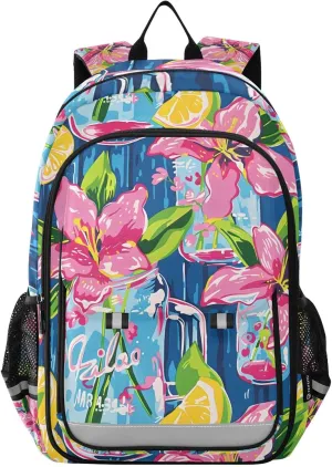 ALAZA Lily Pulitzer Mason Jars Laptop Backpack Purse for Women Men School Bag 17 Inch Bookbag Student Boys Girls Travel Casual Daypack
