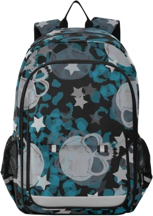 ALAZA Skulls Stars and Watercolor Backpacks Reflective Safety Backpack