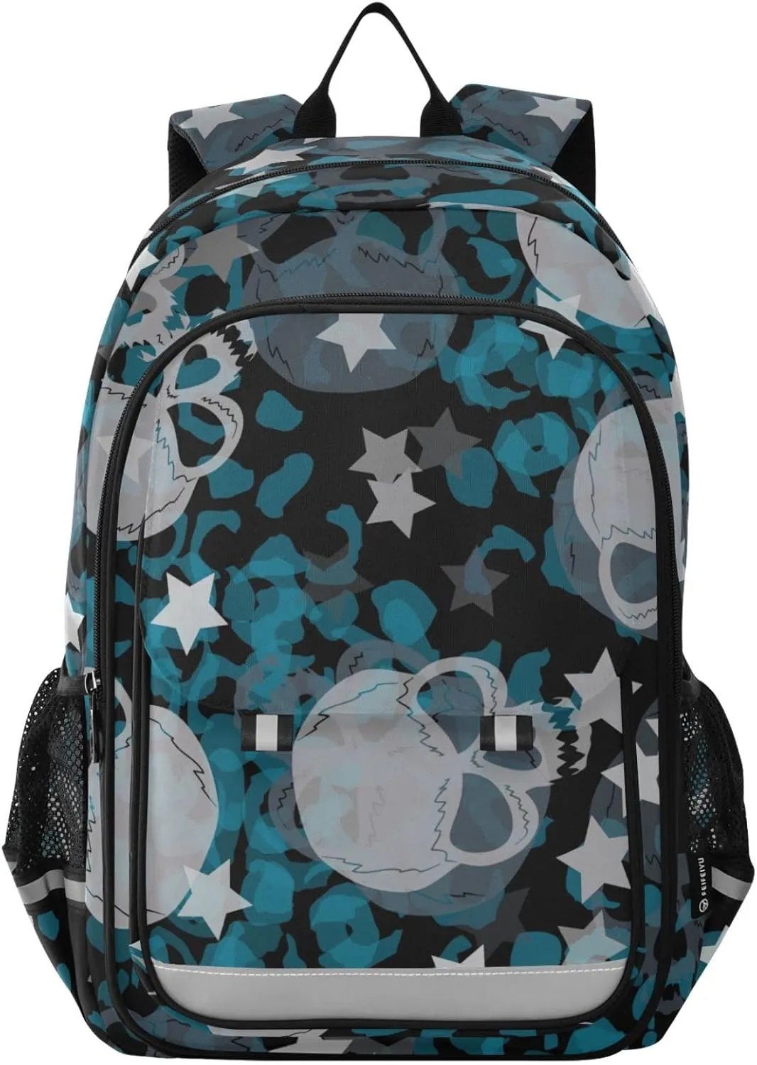 ALAZA Skulls Stars and Watercolor Backpacks Reflective Safety Backpack