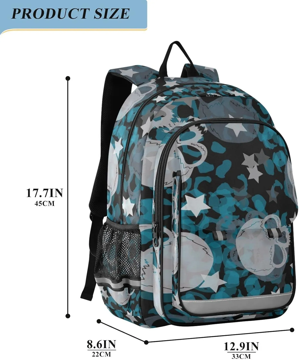 ALAZA Skulls Stars and Watercolor Backpacks Reflective Safety Backpack