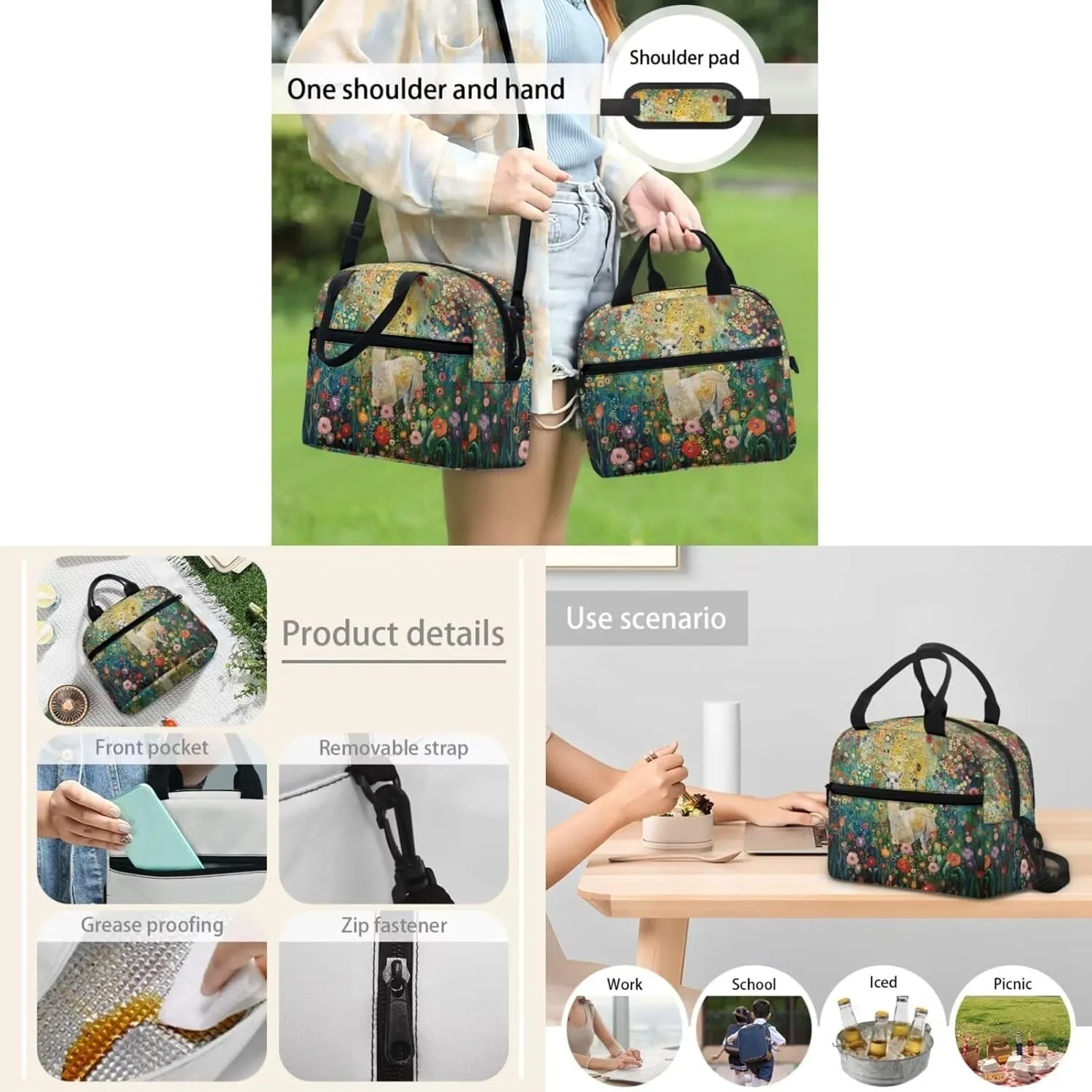 Alpaca School Backpack with Lunch Bag Flower Kids Backpacks for Boys Kids Lunch Box with Water Bottle Holder Middle School Backpacks for School Lunch Bag Pencil Bag