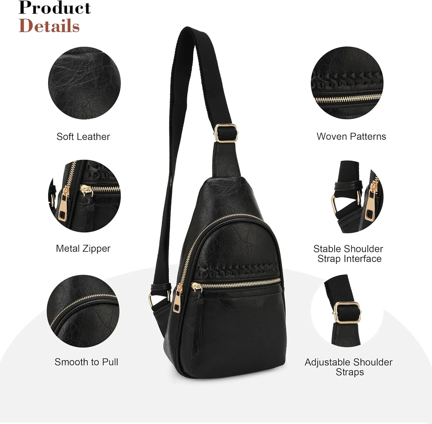 ALYSSA Large Sling Bag for Women Faux Leather Crossbody Fanny Pack Backpack Cross Body Purses 7L Crossbody Bags for Women