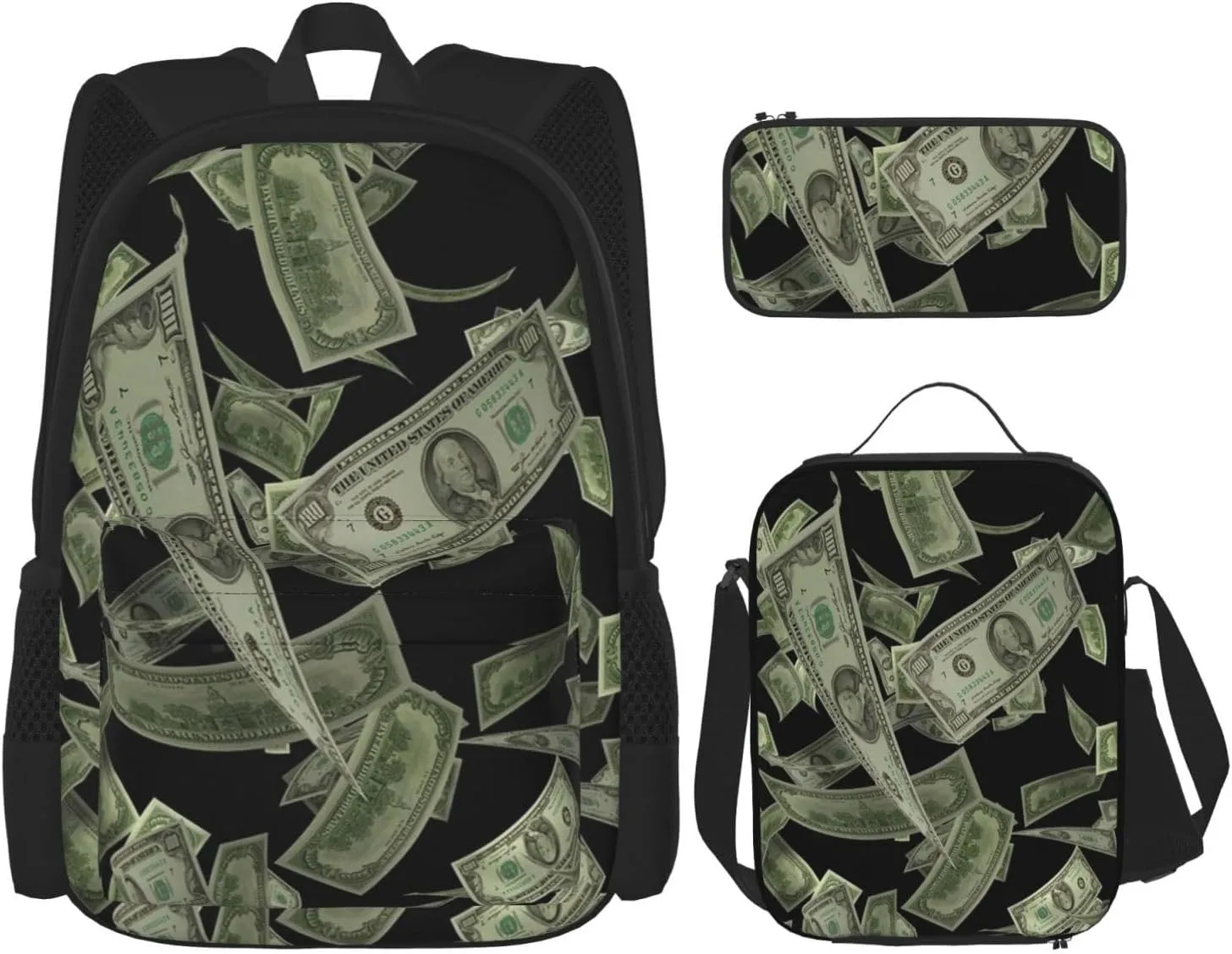 AMRANDOM Dollar Sign Money Backpack Travel Backpacks Set 3 pcs
