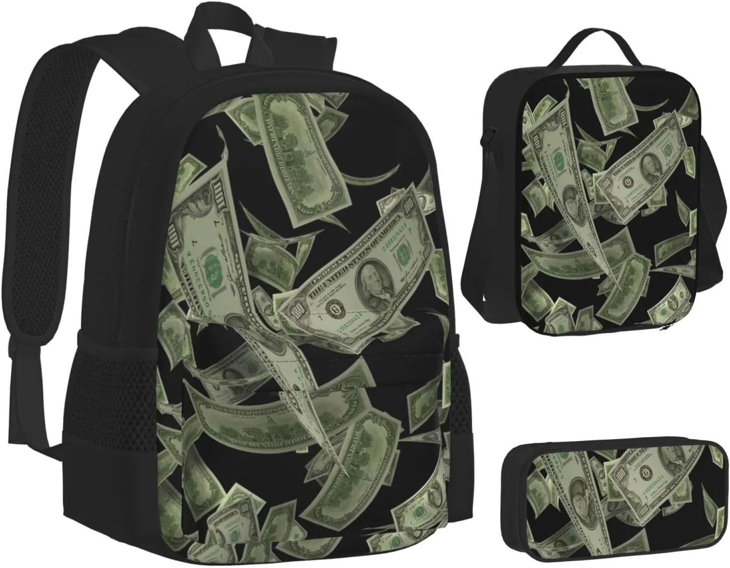 AMRANDOM Dollar Sign Money Backpack Travel Backpacks Set 3 pcs