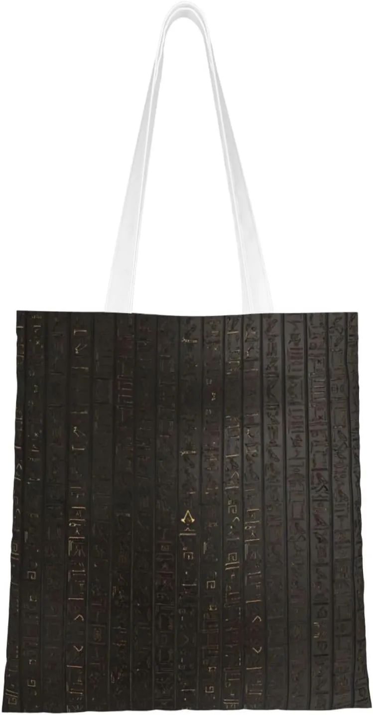 Ancient Egyptian Hieroglyph Print Totes, Portable Beach Bag,Reusable Grocery Bags Foldable Shopping With Handlesbags