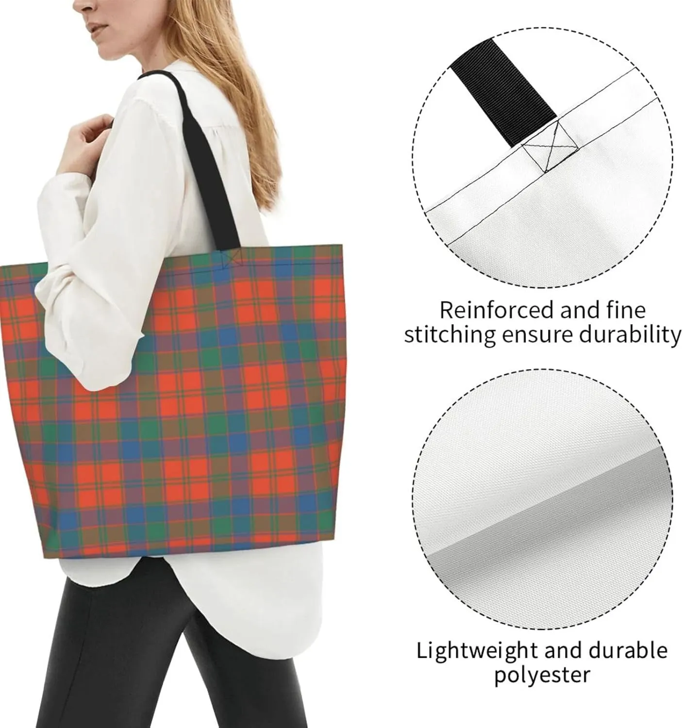 Ancient Tartan Tote Bag For Women Weekender Travel Bag Reusable Grocery Bags Large Totes Handbags