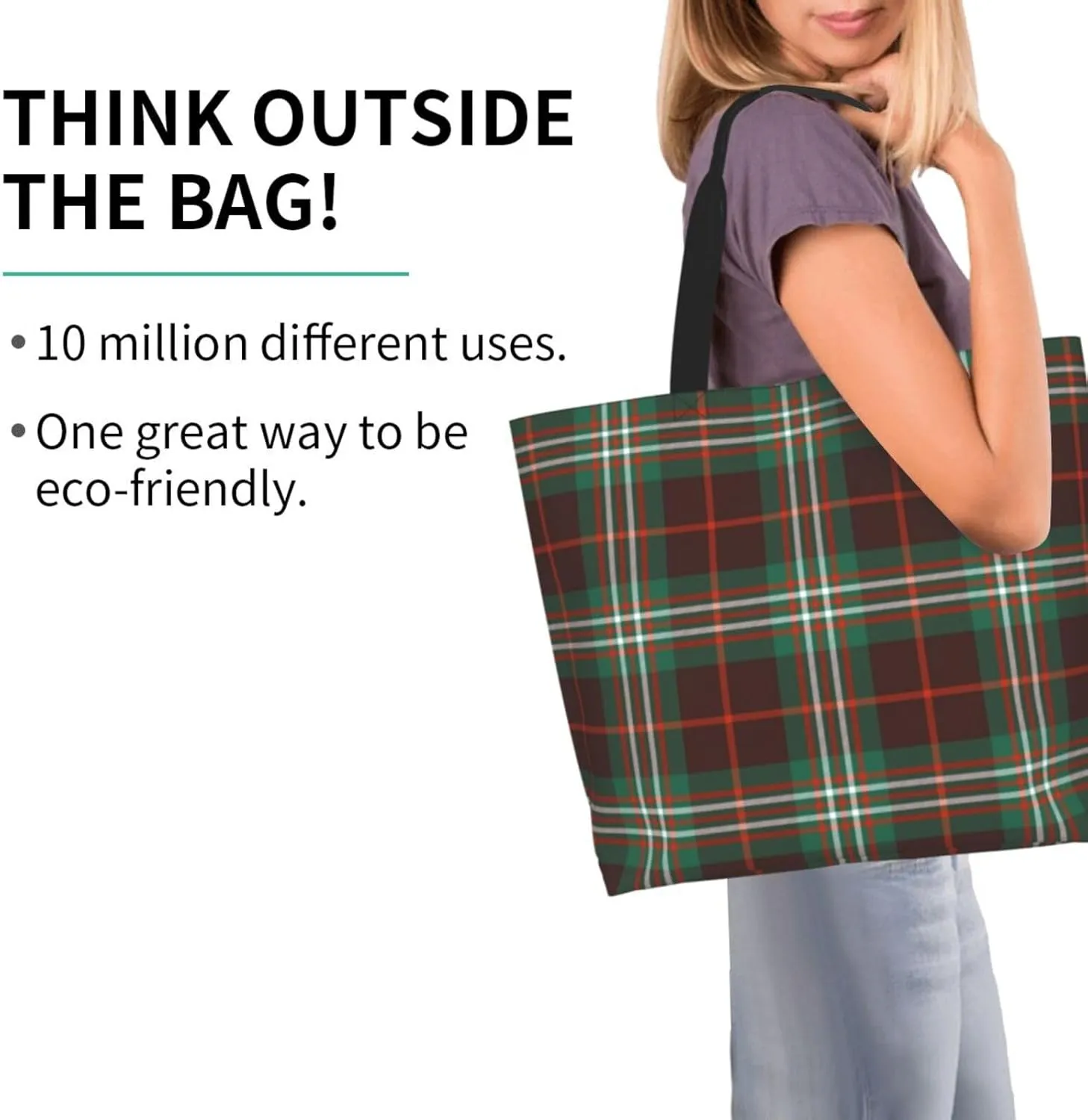 Ancient Tartan Tote Bag For Women Weekender Travel Bag Reusable Grocery Bags Large Totes Handbags
