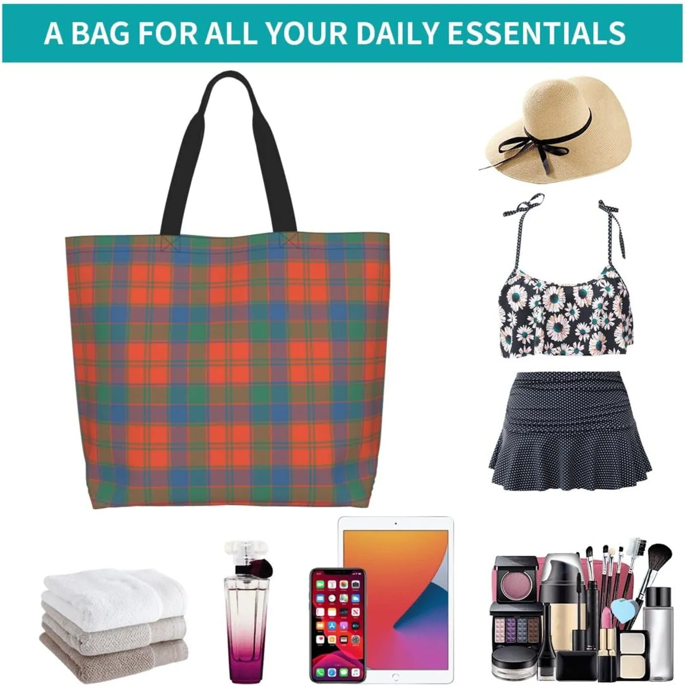 Ancient Tartan Tote Bag For Women Weekender Travel Bag Reusable Grocery Bags Large Totes Handbags