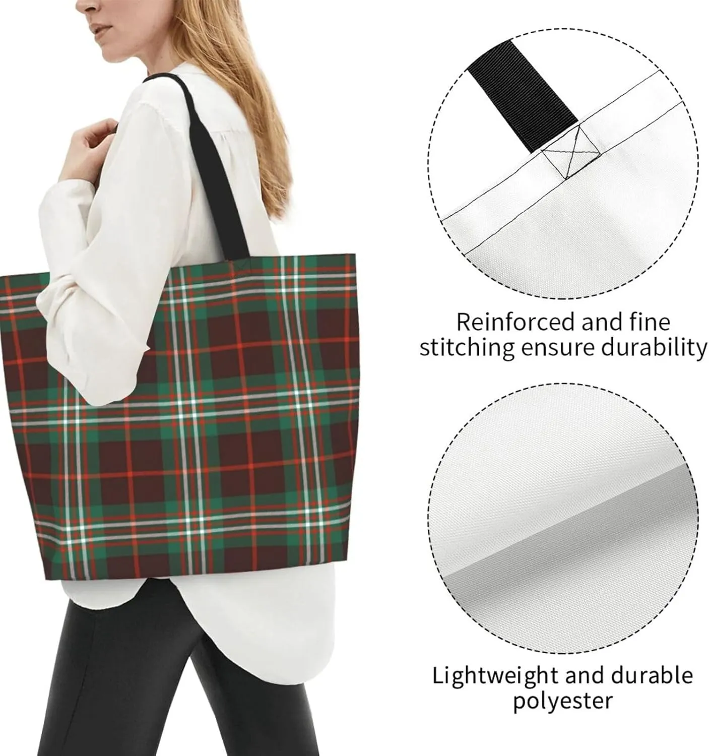 Ancient Tartan Tote Bag For Women Weekender Travel Bag Reusable Grocery Bags Large Totes Handbags