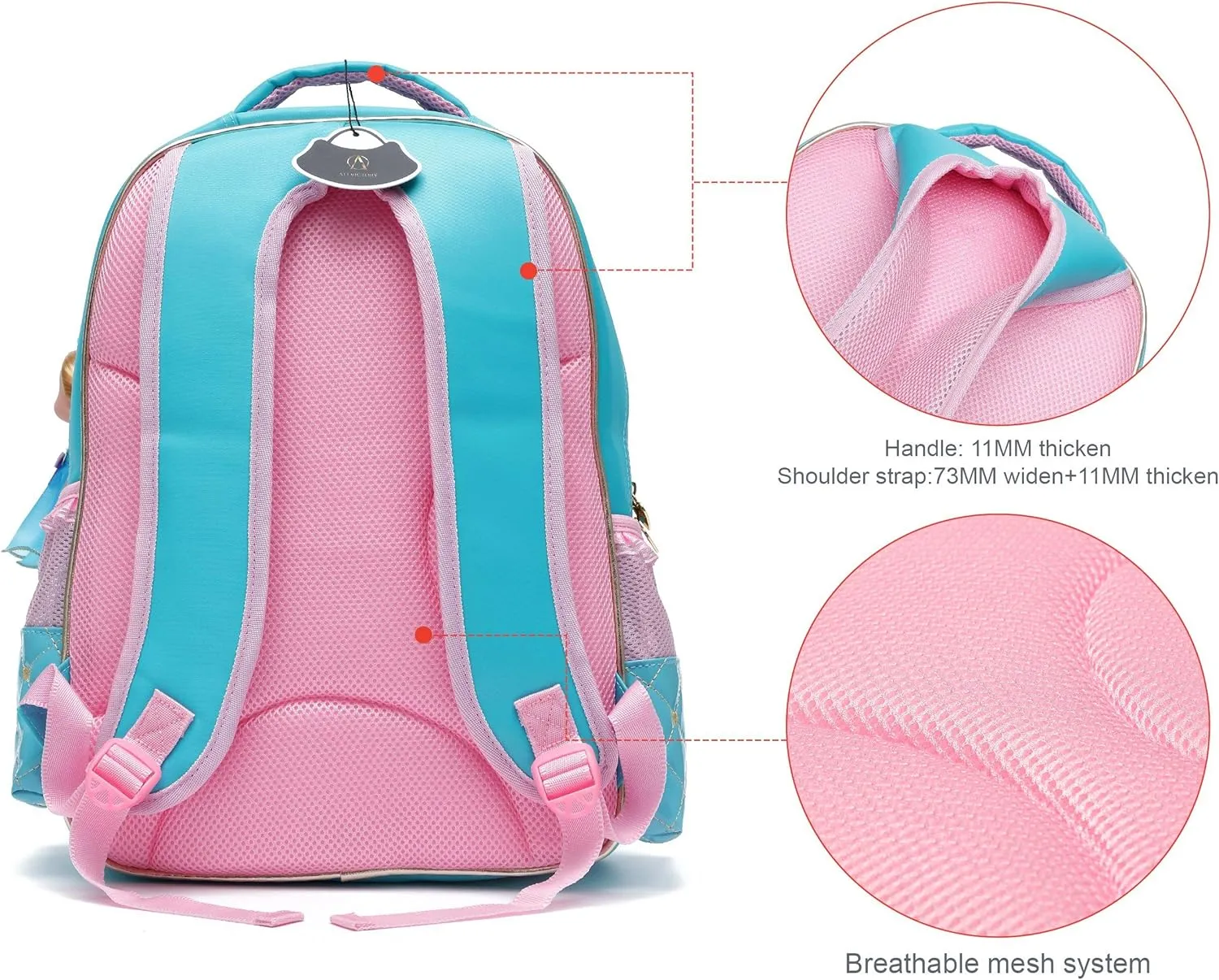 AO ALI VICTORY Backpack for Girls, Waterproof Kids Backpacks School Bag Toddler Bookbags Cute Travel Daypack (Large, A-Blue)