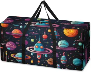 Artistic Galaxy Extra Large Moving Bags Heavy Duty Storage Bags Glowing Galaxy Cloth Wrap Around Handles Double Zipper Reusable Convenient Foldable Storage Tote for Travel Camping Space Save