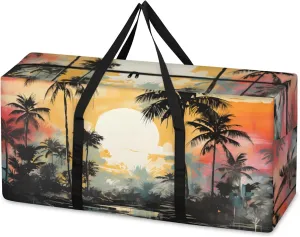 Autumn Forest Extra Large Moving Bags Heavy Duty Storage Bags Sunset Forest Cloth Wrap Around Handles Double Zipper Reusable Convenient Foldable Storage Tote for Travel Camping Space Save